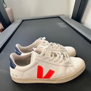 Veja White Sneakers with Vibrant Red and Navy Accents